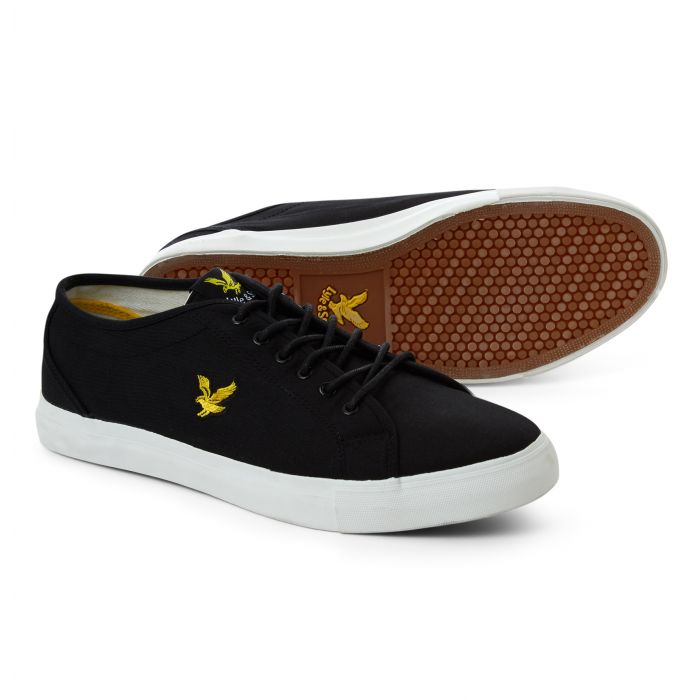 Lyle & Scott Teviot Perforated leather Trainers  White Black Ship Worldwide 