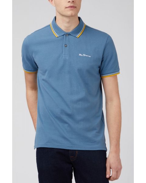 Ben Sherman Casual Short Sleeve Polo Shirt Blue Shaddow