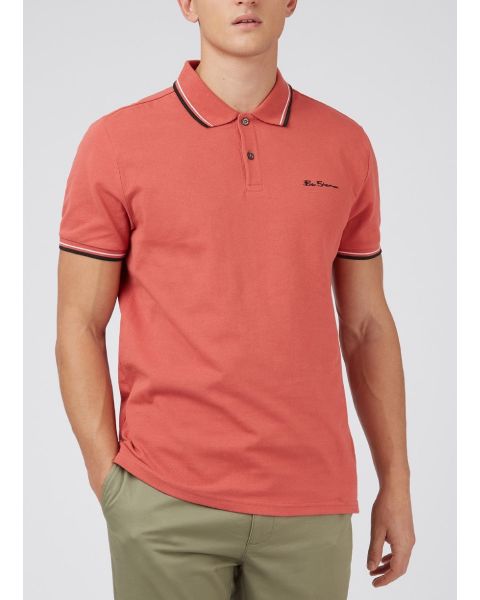 Ben Sherman Casual Short Sleeve Polo Shirt Raspberry