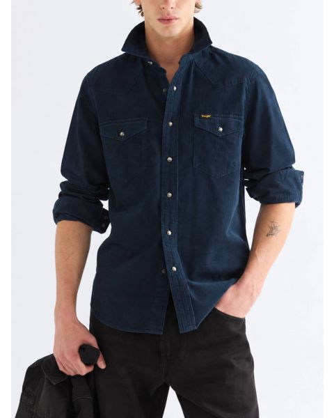 Wrangler Western Cord Long Sleeve Shirt Dark Sapphire | Jean Scene