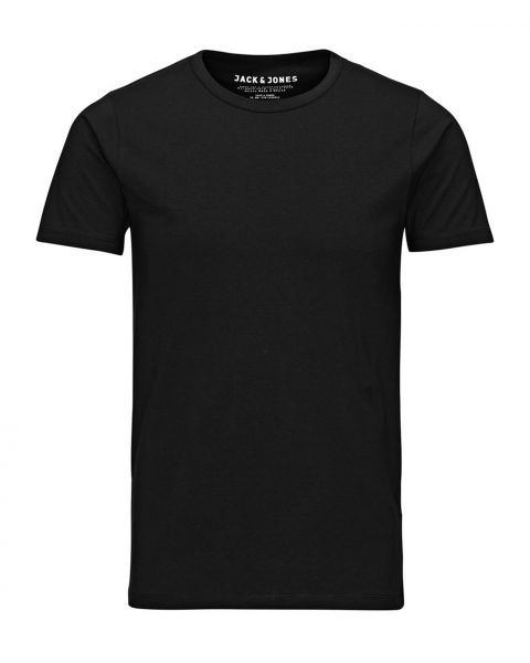 Jack & Jones Basic Crew Neck Cotton Lycra Plain T-shirt Black | Jean Scene