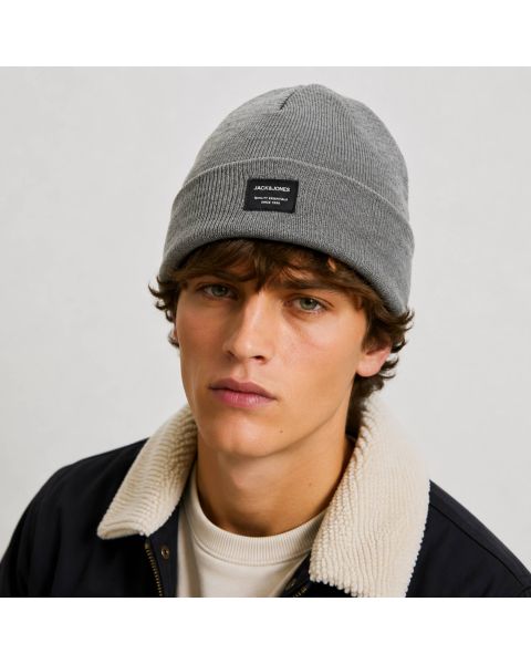 Jack & Jones DNA Rib Beanie Hat Grey Melange