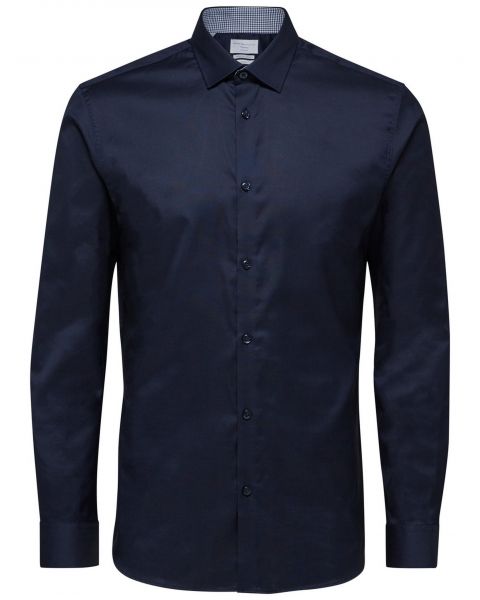 Selected Slim Mark Long Sleeve Shirt Navy Blazer | Jean Scene