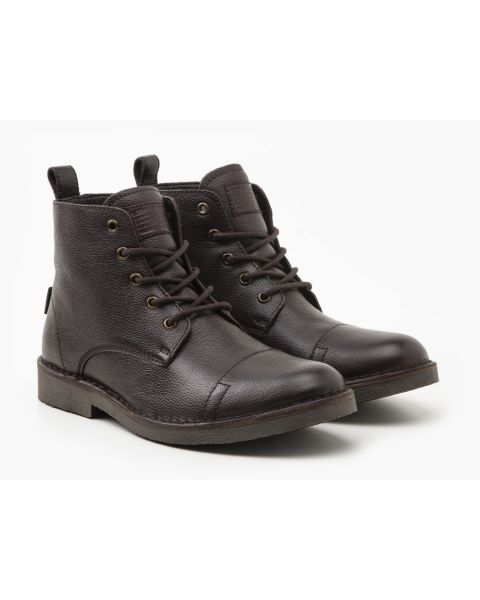 Levi's Men's Track Lace Up Leather Boots Dark Brown | Jean Scene