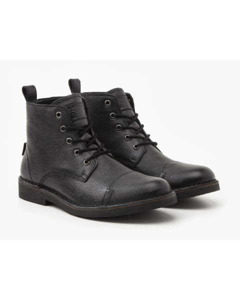 Levi's Men's Track Lace Up Leather Boots Full Black | Jean Scene