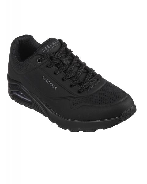 Skechers Uno Stand On Air Trainers All Black Durabuck