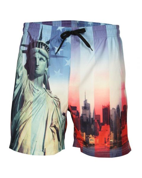 Soul Star Beach Swim Shorts New York Statue Liberty Image