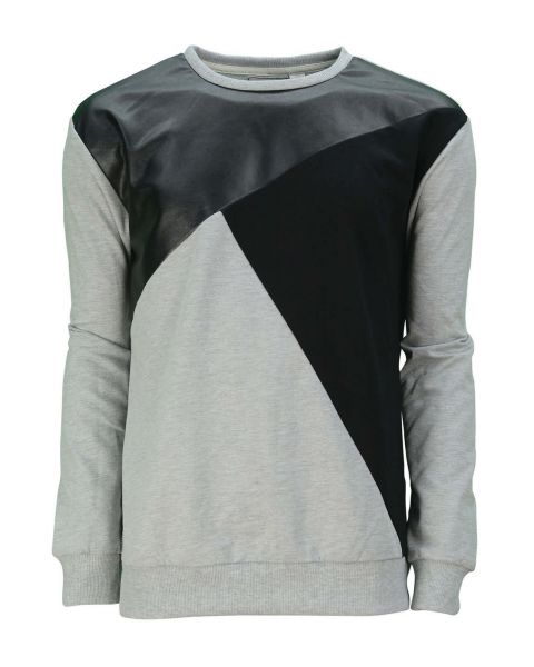Soul Star Dell Crew Neck Contrast Design Sweatshirt Grey Marl