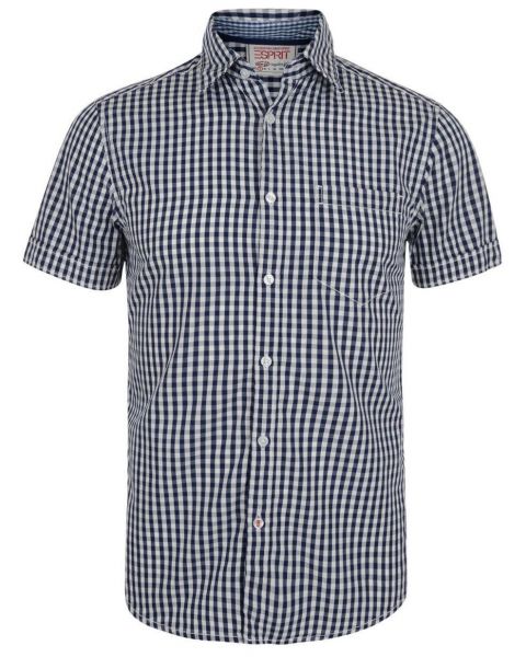 Esprit Slim Fit Short Sleeve Check Shirt Moonlight Blue