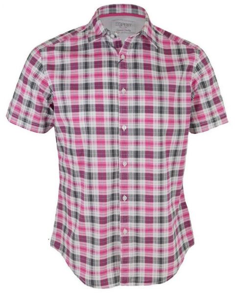 Esprit Regular Fit Short Sleeve Check Shirt Pink