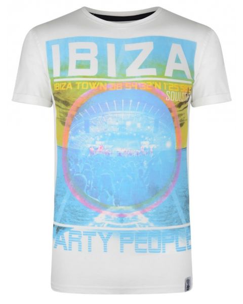 Soul Star Print T-shirt Ibiza Party People Ecru Cream Image