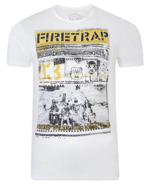Firetrap Crew Neck Route 66 Print T-shirt White Image