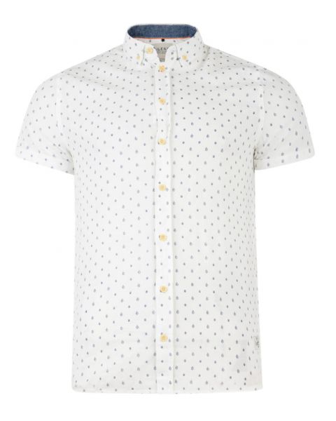 Blend Regular Fit Short Sleeve Pattern Shirt Off White Image