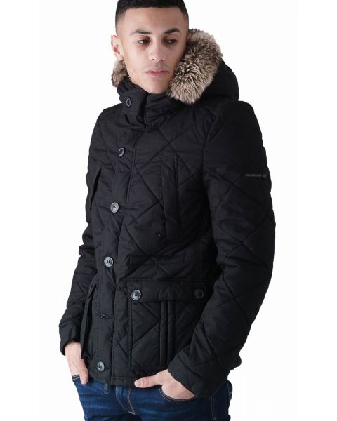 Duck and Cover Bazza Padded Parka Jacket Black | Jean Scene