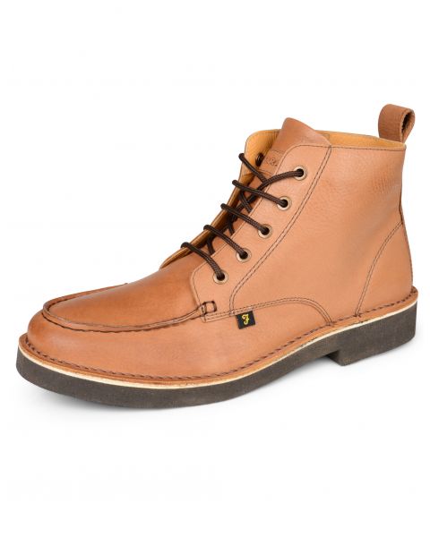 Farah Mens High Leather Mid East Boots Tan Shoes | Jean Scene