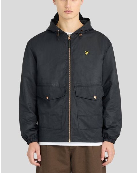 Lyle & Scott Waxed Hooded Utility Jacket Jet Black