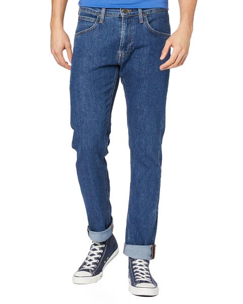 Lee Daren Zip Regular Slim Mid Stonewash Blue Denim Jeans | Jean Scene