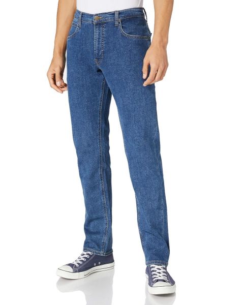Lee Daren Zip Regular Straight Denim Jeans Mid Stone Wash