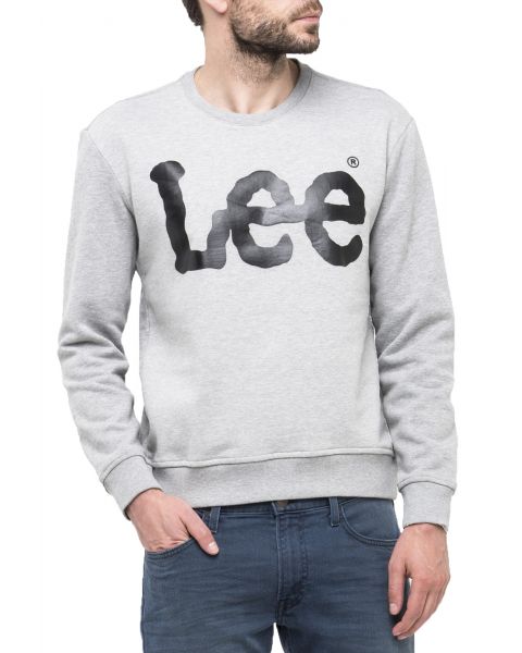 Lee Crew Neck Logo Sweatshirt Grey Melange | Jean Scene