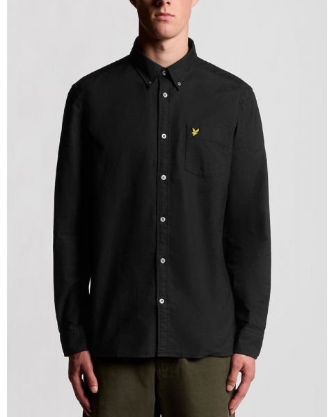 Lyle & Scott Plain Long Sleeve Oxford Shirt Jet Black