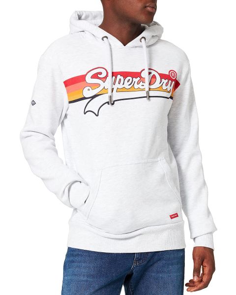 Superdry Vintage Logo Cali Stripe Hooded Sweatshirts Ice Marl | Jean Scene