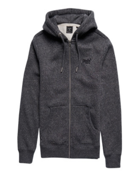 Superdry Vintage Logo Embroided Zip Hooded Sweatshirts Dark Charcoal | Jean Scene