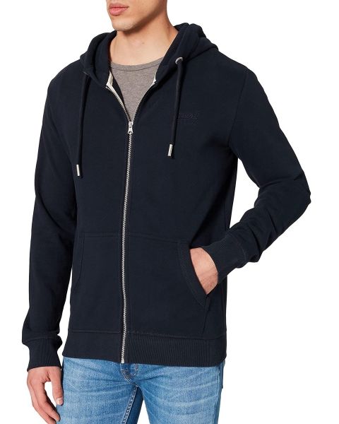 Superdry Vintage Logo Embroided Zip Hooded Sweatshirts Eclipse Navy