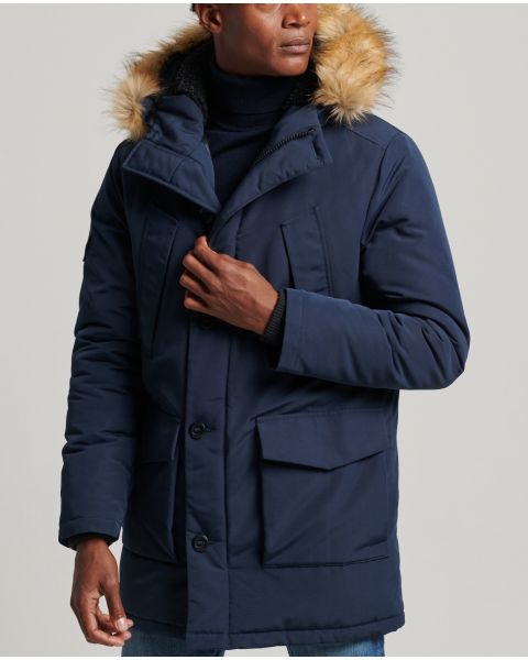 Superdry New Military Faux Fur Parka Jacket Nordic Chrome Navy | Jean Scene