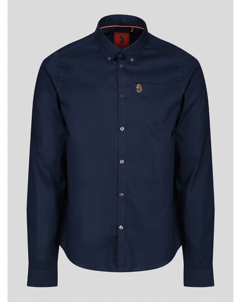 Luke 1977 Telford Oxford Long Sleeve Shirt Navy Blue