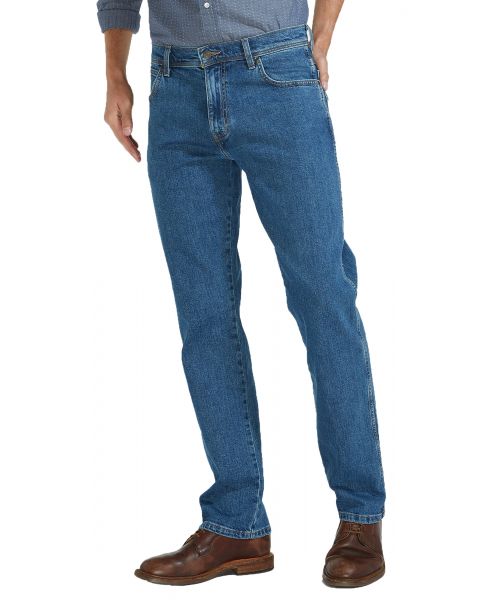 Wrangler Durable Stretch Denim Jeans Stonewash Blue Image