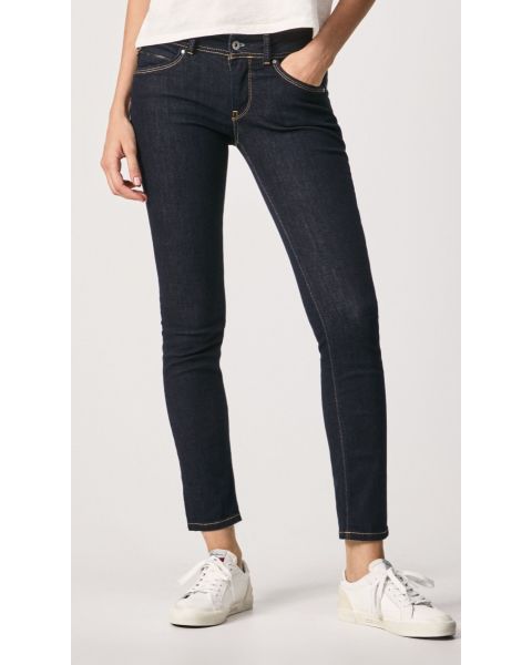 Pepe Jeans Ladies New Brooke Slim Fit Mid Waist Denim Jeans Blue Denim | Jean Scene