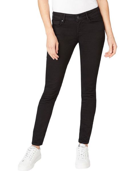 Pepe Jeans Ladies Soho Slim Fit Mid Waist Denim Jeans 000 Black