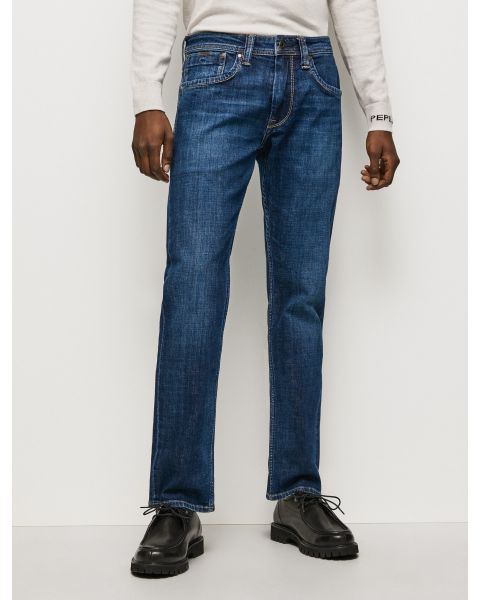 Pepe Mens Cash Regular Fit Regular Waist Denim Jeans Dark Used Denim | Jean Scene