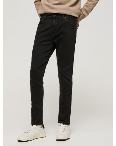 Pepe Jeans Mens Mason Skinny Fit Regular Waist Denim Jeans Black Powerflex Denim | Jean Scene
