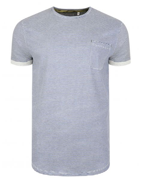Ringspun Ribble Crew Neck Cotton Stripe T-shirt Grey Marl | Jean Scene