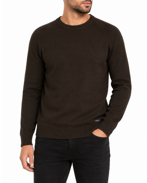 Threadbare Crew Neck Cotton Knit Jumper Sage Green | Jean Scene