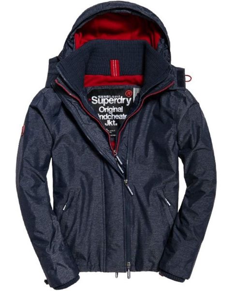 Superdry Pop Zip Hooded Arctic Windcheater Jacket Indigo Marl/Deep Red