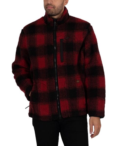 Superdry Sherpa Workwear Fleece Jacket Black/Red | Jean Scene
