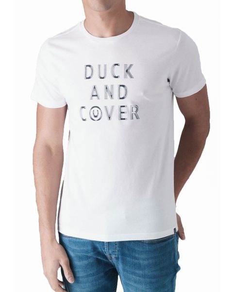 Duck and Cover Crew Neck Simpson Logo Print T-shirt White | Jean Scene