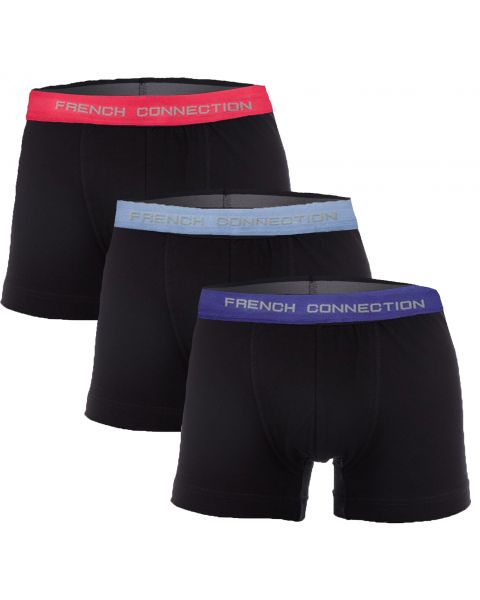 French Connection Men's 3 Pack Boxer Shorts Underwear 3 Pack Black Multi | Jean Scene