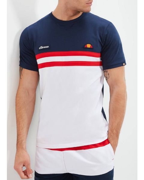 Ellesse Venire Logo Crew Neck T-Shirt Navy/Red/White | Jean Scene