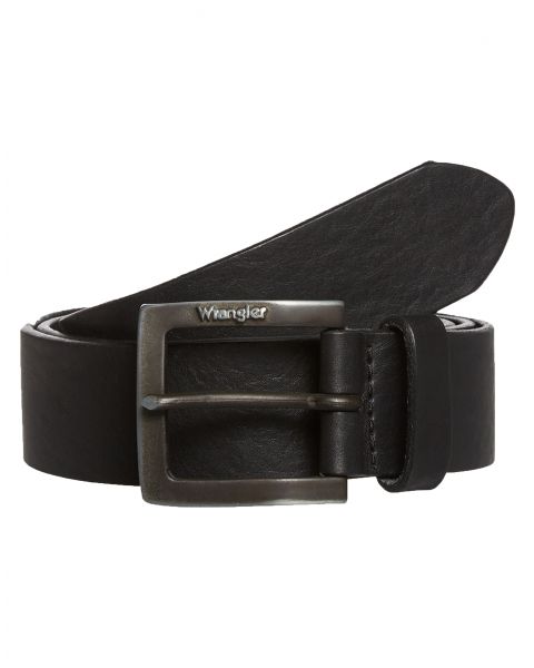 Wrangler Kabel Buckle Metal Loop Leather Belt Black | Jean Scene