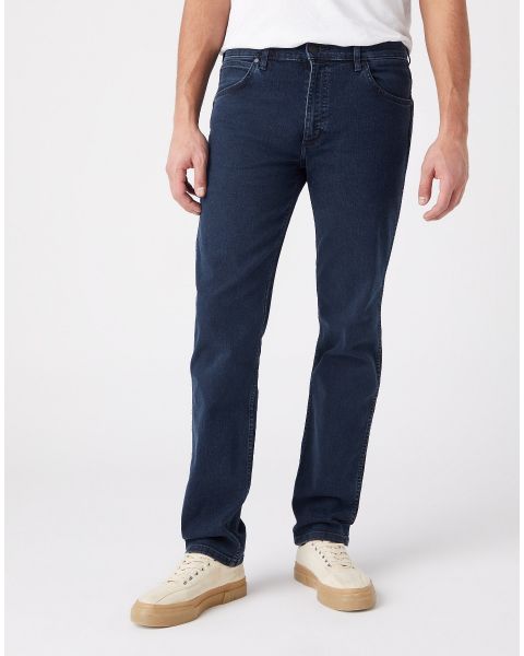 Wrangler Greensboro Modern Straight Denim Jeans Iron Blue | Jean Scene
