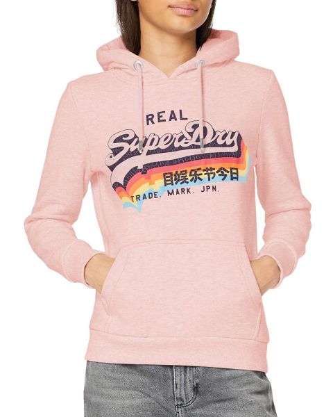 Superdry Vintage Logo Hooded Sweatshirts Shell Pink | Jean Scene