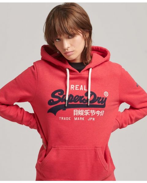 Superdry Vintage Logo Hooded Sweatshirts Papaya Red | Jean Scene