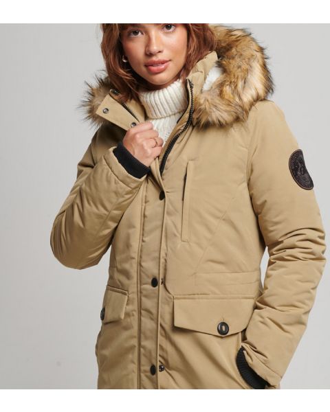 Superdry Womens Everest Faux Fur Bomber Jacket Natural Tan