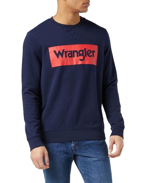 Wrangler Logo Crew Neck Sweatshirts Navy