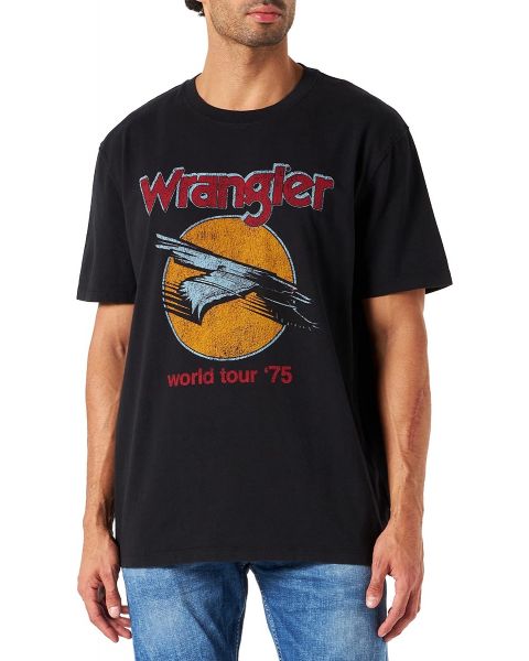 Wrangler Eagle Logo Crew Neck T-Shirt Faded Black | Jean Scene